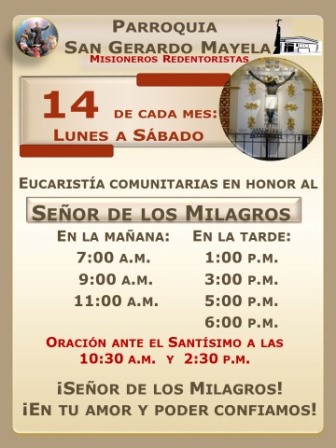 Lunes festivo 14 de octubre 2024 día del Señor de los Milagros San